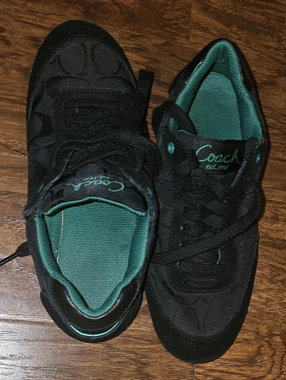 Coach Black Sneakers with Teal Lining
